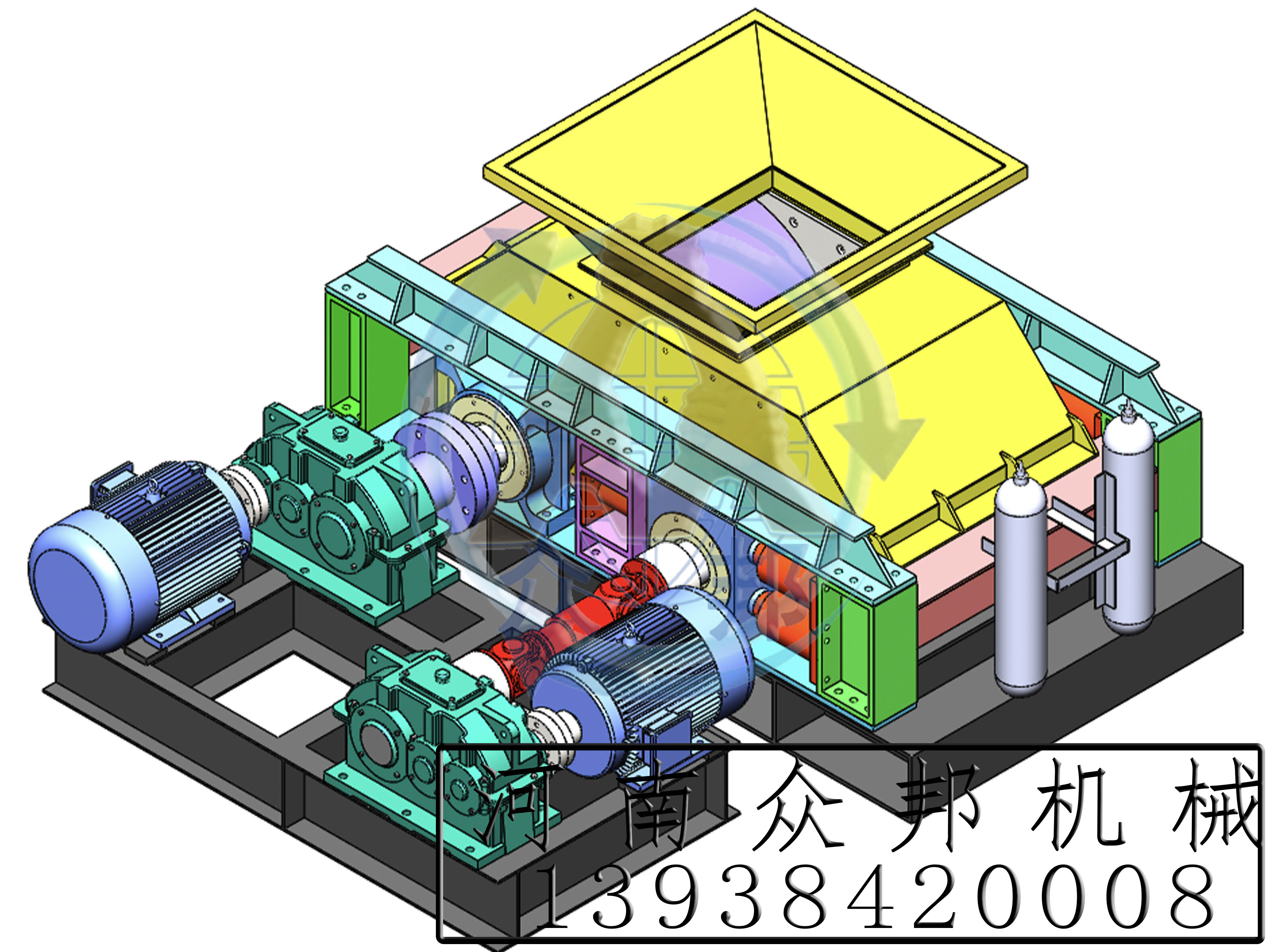 雙輥破碎機3D圖