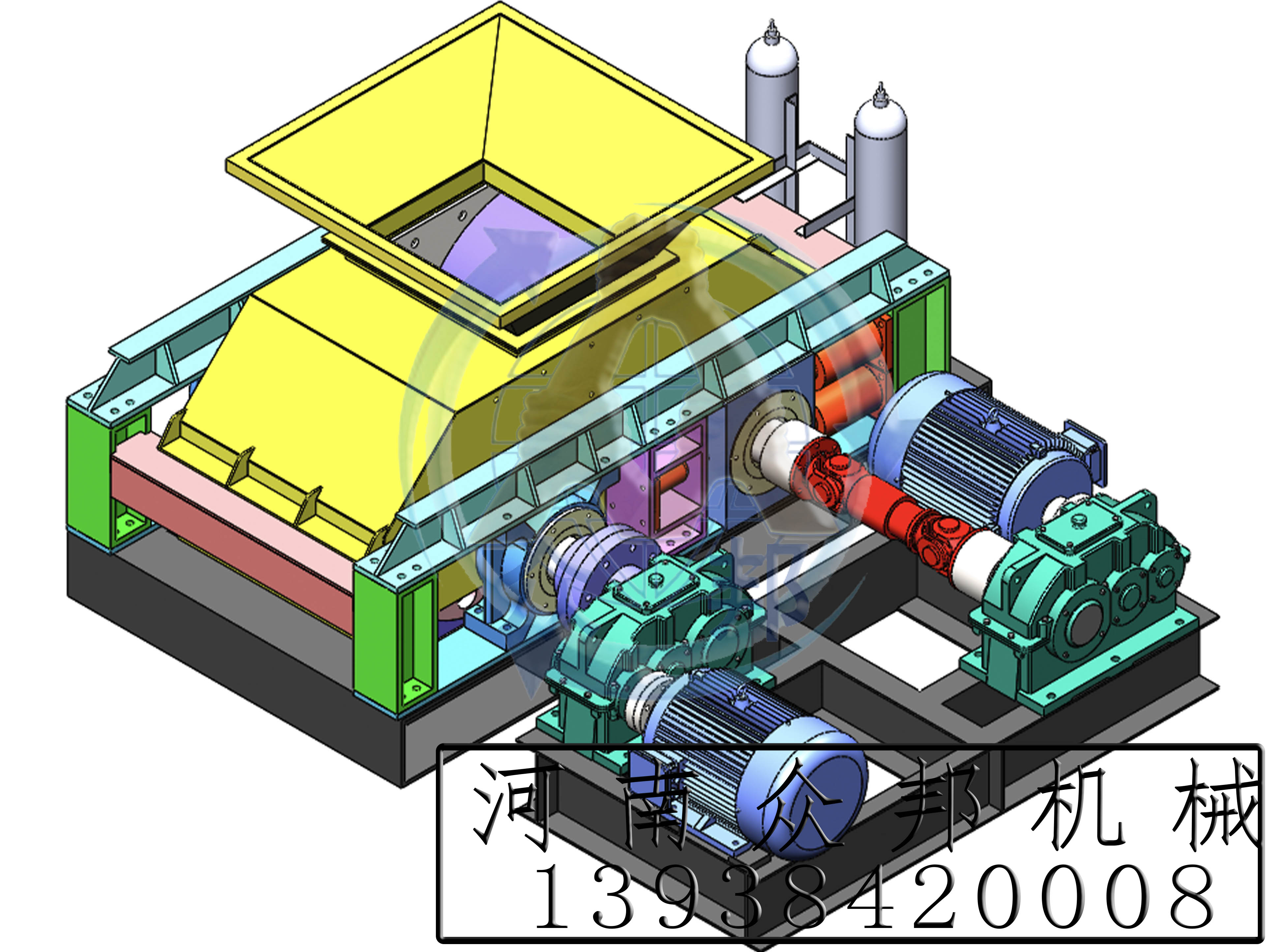 雙輥破碎機3D圖